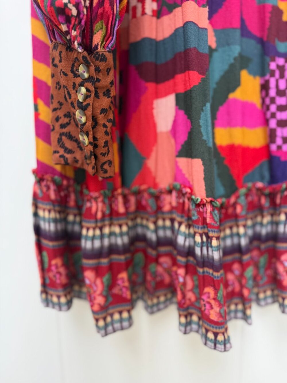 FARM Rio Mixed Print Ruffle Hem Mini Dress S - Picture 8 of 12